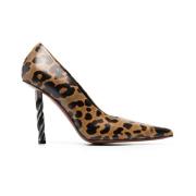 Leopard Print Drill-Hæl Pumps