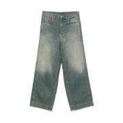 Stonewashed denim jeans med logo detalje