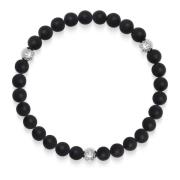 6mm Matte Black Onyx Bracelet with Silver Balls