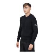 Sort Crewneck Sweater Rig Struktur