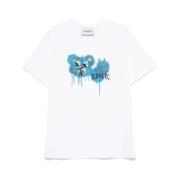 Hvid Logo Print Crew Neck T-shirt