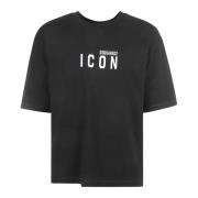 Sort T-shirt med Logo Print