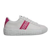 Hvide Pink Læder Sneakers med Logo