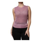 Pink Mesh Ærmeløs Tank Top