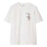 Hvid T-shirt med Equestrian Knight Design