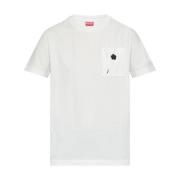 Hvid Crew Neck Brystlomme T-shirt