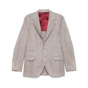 Lys Brun Knappet Blazer Engelsk Design