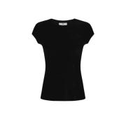 Sort Jersey Broderet T-shirt