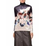 Velour top med blomsterprint