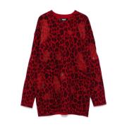 Leopard Print Uld Sweater Rosso