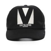 Sort Bomuld Baseball Cap med Velentino Broderi