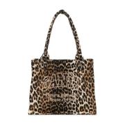 Leopard Print Bomuld Tote Taske