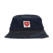 Blå Stone Washed Denim Bucket Hat