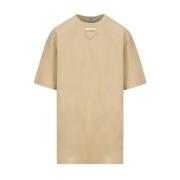 Beige Bomuld Patch T-Shirt