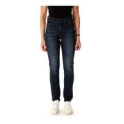 Slim Straight Biker Jeans Mid Waist