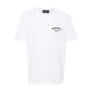 Broderet logo hvid bomuld t-shirt