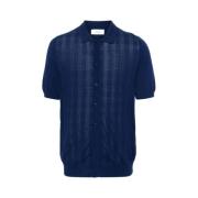 Navy Blue Check Mønster Polo Skjorte