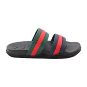 Web Stripe Slide Sandaler i Sort