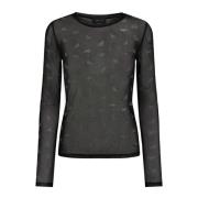 Glitrende Mesh LS T-shirt med Diamantprikker