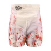 Blomsterprint silkeblandede shorts