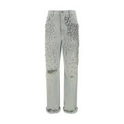 Gyldne Jeans med Strass Sten