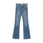 Indigo Blue Klassiske Jeans med Whiskering