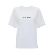 Hvid 'Be Honest' Slogan T-Shirt