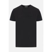 Sort T-shirt med Tonal Logo Broderi