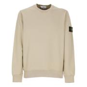 Beige Bomuldssweatshirt med Logopatch