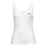 Hvid Ribstrikket Tank Top