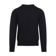 Blå Uld Rundhals Sweater