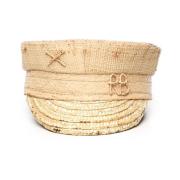 Beige Baker Boy Straw Hat