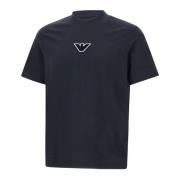 Navy Blue Bomuld T-shirt med Logo