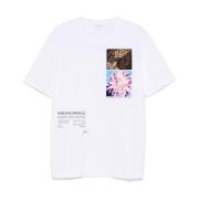 Grafisk Print Hvid Bomulds T-shirt