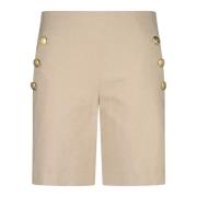 High-Waist Bermuda Shorts med knapdetaljer