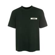 Ribbet T-shirt med broderet logo