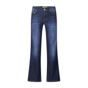 Elegant Straight-Cut Jeans med Guld Detalje