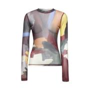 Abstrakt Print Crewneck Sweater Grøn