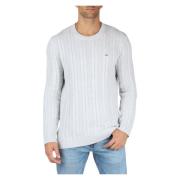 Bomuldskabelstrikket rundhals sweater