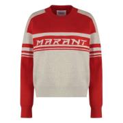 Ribstrikket crew-neck sweater i bomuldsblanding