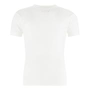 Ribbet Bomuld Strik T-shirt