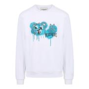 Optisk hvid crewneck sweatshirt med klassisk regular fit og Bear print