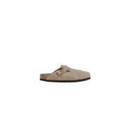 Beige Ruskind Mule Sandaler