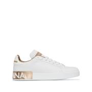 Hvide/guld-tone Portofino logo-patch sneakers