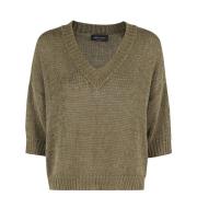 V-hals Sweater i Fin Strik