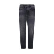 Sort Slim Fit Jeans med Distressed Effekt