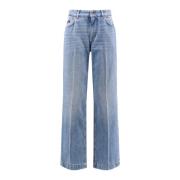 Logo Metal Plate Straight Leg Jeans