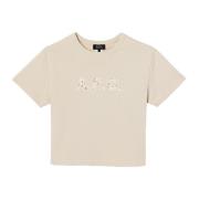 Beige Bomuld Logo T-shirt