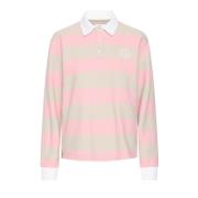 Stribet Polo Top Pink Dolphin