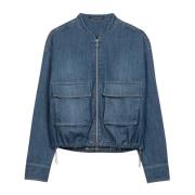 Denim Blouson Jakke med Enzymvask